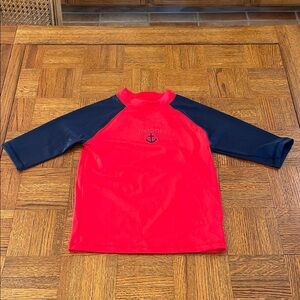 Janie and Jack Red and Navy Long Sleeve Swim Rashguard